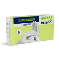 Merbach Soft-nitril handschoen maat M poedervrij (Merbach, wit, 100 stuks)  SME00089