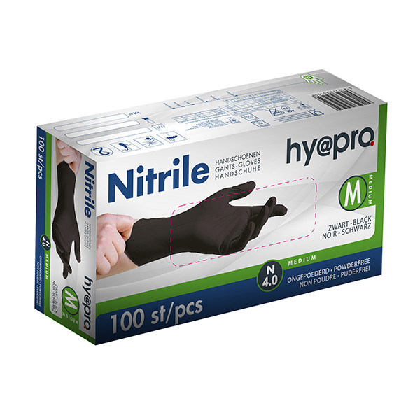 123schoon Nitril handschoenen maat M poedervrij (zwart, 4gr, 100 stuks)  SDR00443 - 2