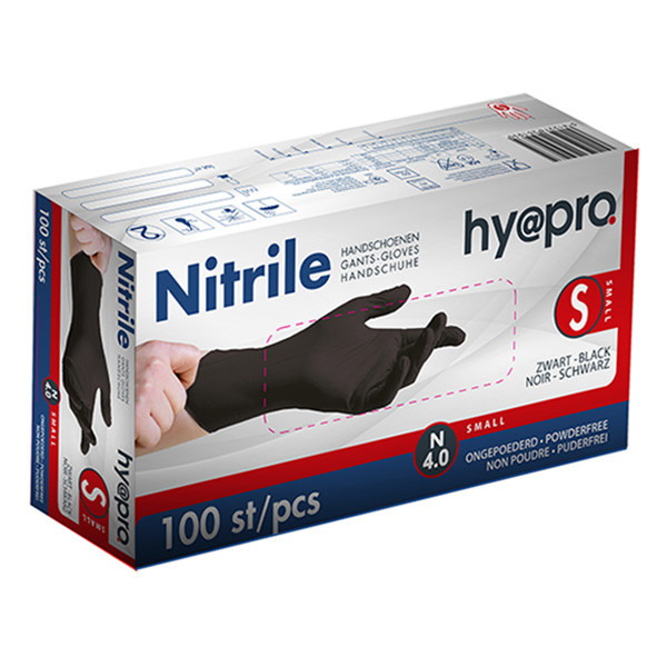 123schoon Nitril handschoenen maat S poedervrij (zwart, 100 stuks)  SDR05187 - 1