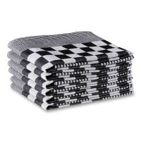 123schoon Theedoek zwarte blokken 65 x 65 (6 stuks)  SDR05200