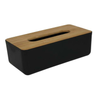 123schoon Tissuehouder Zwart/Bamboe (26 x 13 x 8,6 cm) SDR07490