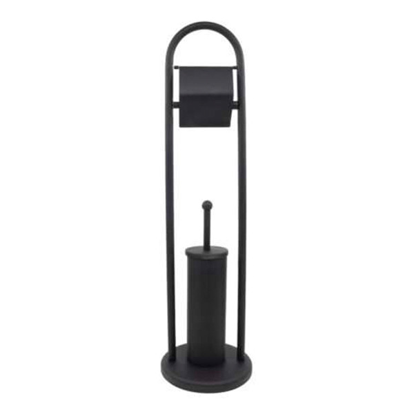 123schoon Toiletrolhouder Met Toiletborstel Mat Zwart (20 x 78 cm) SDR07477 - 1