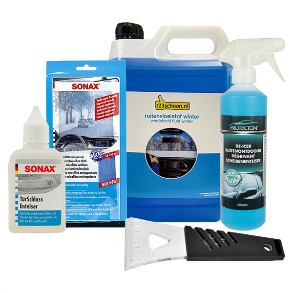 Winterset 5-delig (Ruitontdooier, IJskrabber, Ruitenwisservloeistof, Deurslotontdooier, Anticondensdoek) SDR00583 - 1