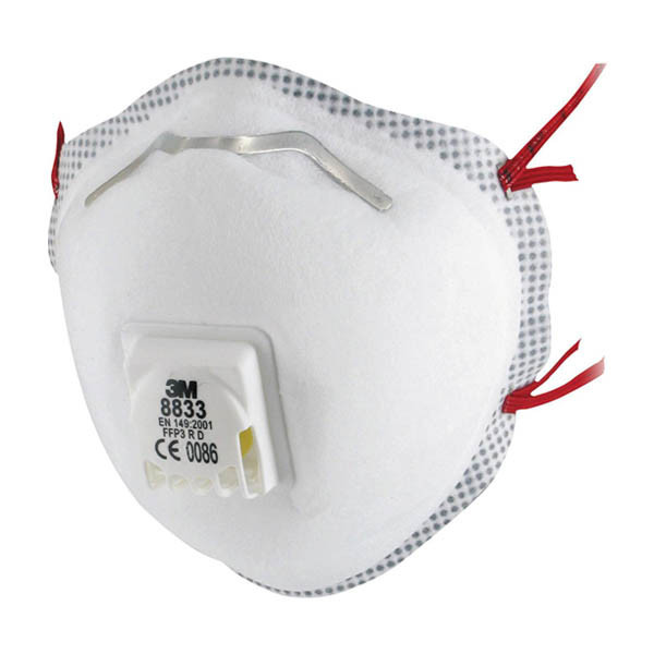 3M 8833 FFP3 R D Stofmasker Met Uitademventiel (10 stuks) S3M00124 - 1