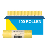 Aanbieding: 100x Vuilniszakken 60 liter | 15 stuks | Geel | 123schoon  SDR00518