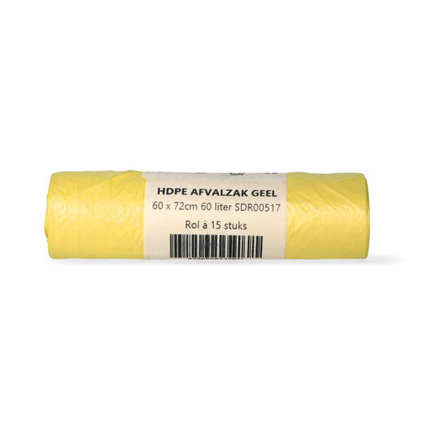Aanbieding: 100x Vuilniszakken 60 liter | 15 stuks | Geel | 123schoon  SDR00518 - 2
