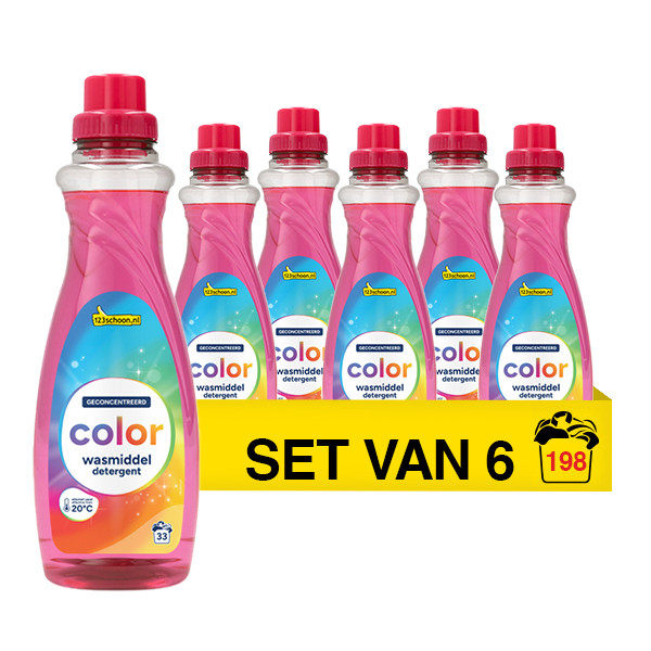 Aanbieding: 123schoon Vloeibaar Wasmiddel Color 1000 ml (6 flessen - 198 wasbeurten) SDR07351 - 1