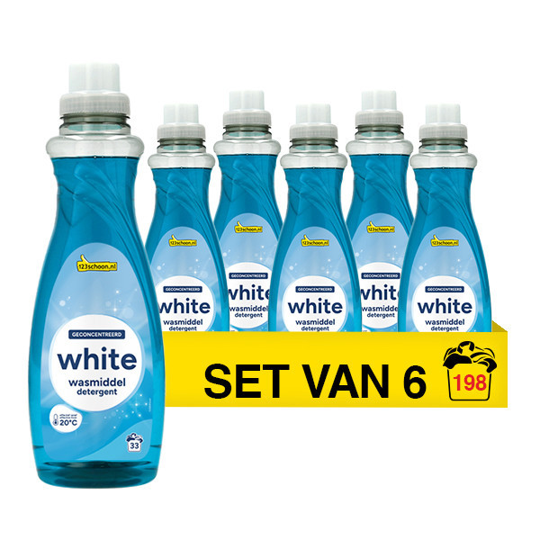 Aanbieding: 123schoon Vloeibaar Wasmiddel Wit 1 liter (6 flessen - 198 wasbeurten) SDR07353 - 1