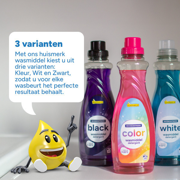 Aanbieding: 123schoon Vloeibaar Wasmiddel Wit 1 liter (6 flessen - 198 wasbeurten) SDR07353 - 6