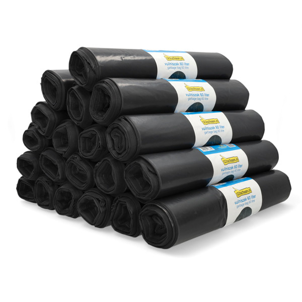 Aanbieding: 20 rollen Vuilniszakken 60 liter | 20 zakken per rol | LDPE | Grijs | 123schoon  SDR00383 - 1