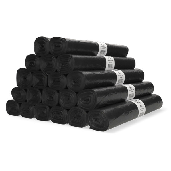 Aanbieding: 20x Vuilniszakken 120 liter |  25 stuks | HDPE | Zwart | 123schoon SDR07271 - 1