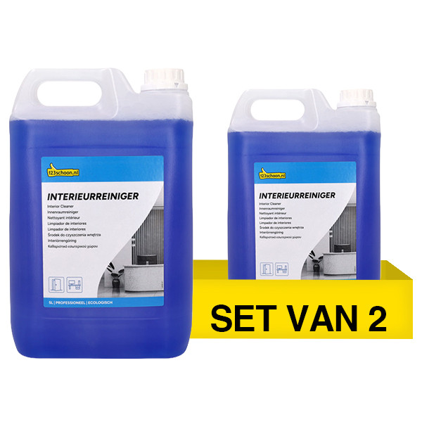 Aanbieding: 2x Interieurreiniger Pro 5 liter - Eco formule (123schoon huismerk) SDR09174 - 1