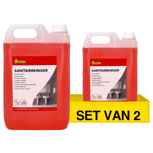 Aanbieding: 2x Sanitairreiniger Pro 5 liter - Eco formule (123schoon huismerk) SDR09171 - 1