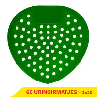 Aanbieding: 3x Urinoirmatjes | Groen | Citroen geur | 20 stuks (123schoon huismerk) SDR09253