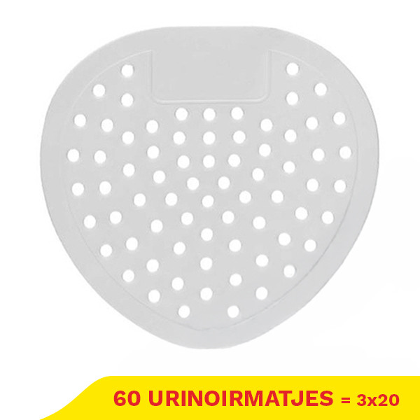 Aanbieding: 3x Urinoirmatjes | Wit | Citroen geur | 20 stuks (123schoon huismerk) SDR09251 - 1