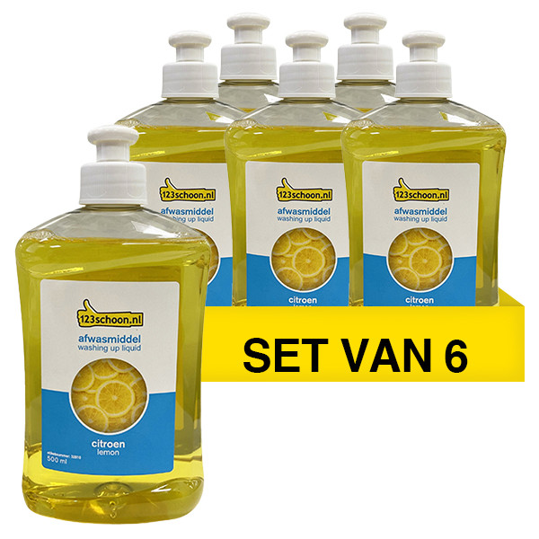 Aanbieding: 6x Afwasmiddel yellow sensation 500 ml (123schoon huismerk)  SDR06070 - 1