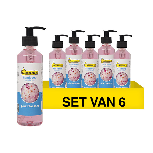 Aanbieding: 6x Handzeep pink blossom 250 ml (123schoon huismerk)  SDR06210 - 1