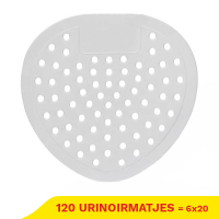 Aanbieding: 6x Urinoirmatjes | Wit | Citroen geur | 20 stuks (123schoon huismerk) SDR09252