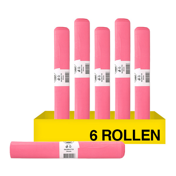 Aanbieding: 6x Vuilniszakken 70 liter | 20 stuks | HDPE | Roze | 123schoon SDR09146 - 1