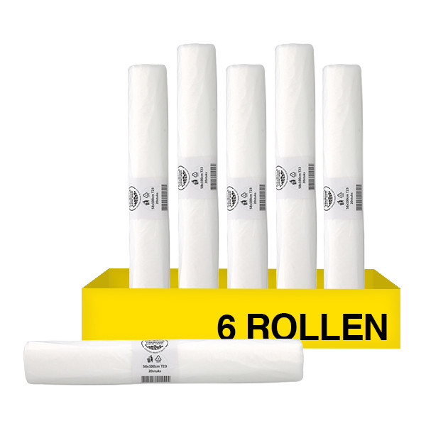 Aanbieding: 6x Vuilniszakken 70 liter | 20 stuks | HDPE | Transparant | 123schoon SDR09147 - 1
