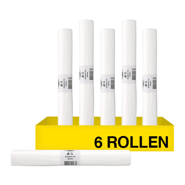 Aanbieding: 6x Vuilniszakken 70 liter | 20 stuks | HDPE | Wit | 123schoon SDR09148 - 1