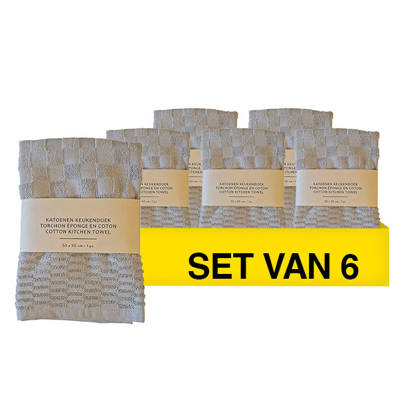 Aanbieding: Keukendoek Katoen | 50x50cm | Beige | 6 verpakkingen à 2 stuks (123schoon huismerk) SDR09157 - 1