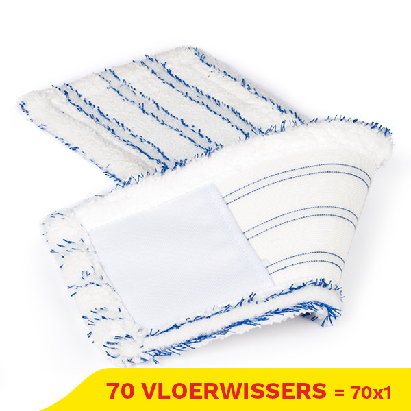 Aanbieding: Microvezel Vloerdoek Blauw-Wit voor Vloerwisser 70 stuks (123schoon-huismerk) SDR07368 - 1