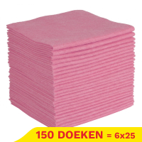Aanbieding: Viscose Doekjes | Roze | 38 x 38 cm | 6 verpakkingen - 150 stuks (123schoon huismerk) SDR09167