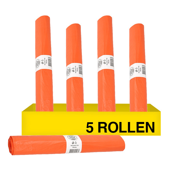 Aanbieding: Vuilniszakken 120 liter | HDPE | Oranje | 123schoon (5 rollen à 20 zakken) SDR07562 - 1