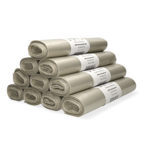 Aanbieding: Vuilniszakken 60 liter | 20 stuks | LDPE | Transparant | 123schoon (10 verpakkingen)  SDR06497 - 1