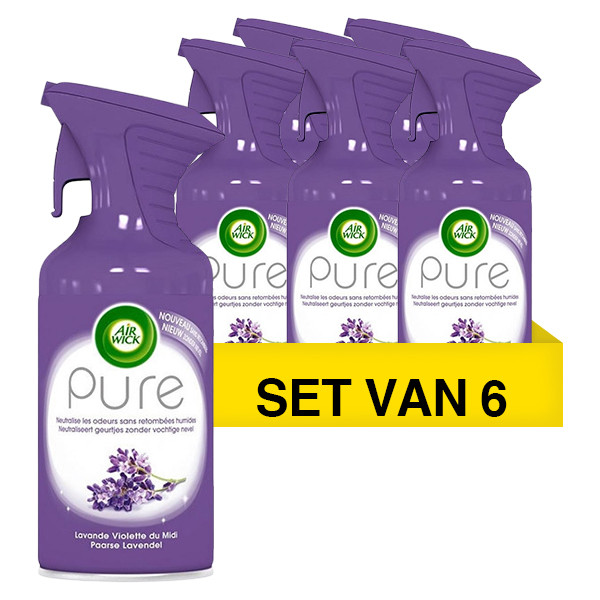 Air-Wick Aanbieding: 6x Air Wick Aerosol Pure Lavendel (250 ml)  SAI01003 - 1