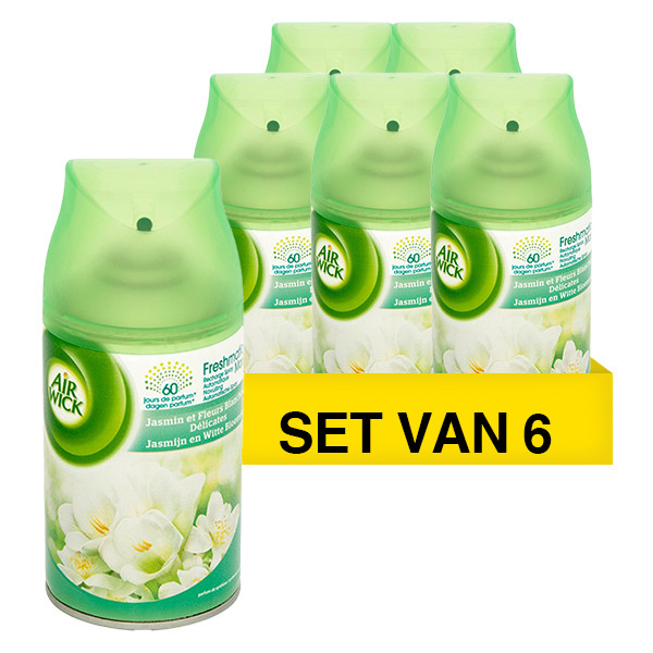 Air-Wick Aanbieding: 6x Air Wick Freshmatic navulling Jasmijn en Witte Bloemen (250 ml)  SAI01015 - 1