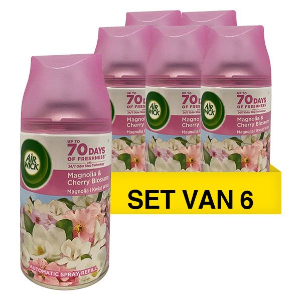 Air-Wick Aanbieding: 6x Air Wick Freshmatic navulling Magnolia & Cherry Blossom (250 ml)  SAI01016 - 1