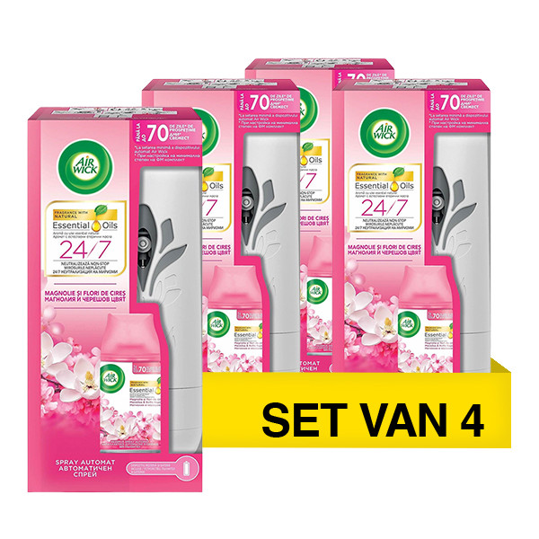 Aanbieding: Air Wick Freshmatic Houder + Navulling Magnolia & Cherry (4 stuks à 250 ml) SAI01109 - 1