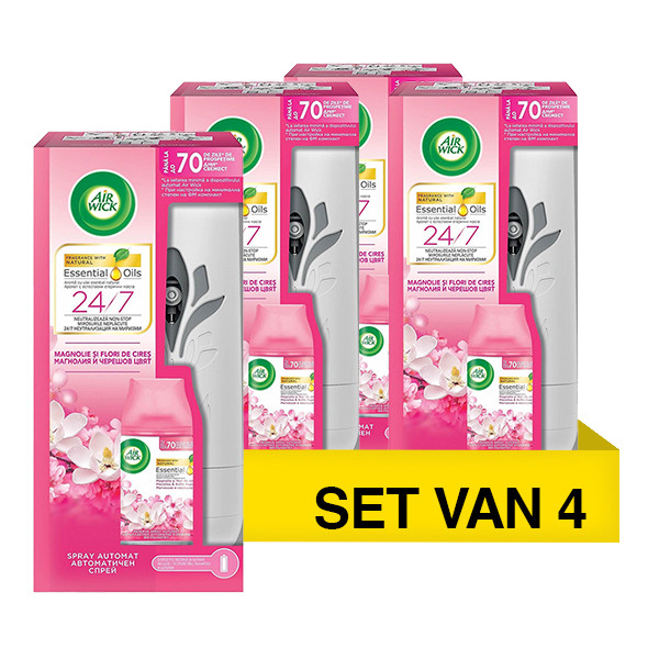 Aanbieding: Air Wick Freshmatic Houder + Navulling Magnolia & Cherry (4 stuks à 250 ml) SAI01109 - 1