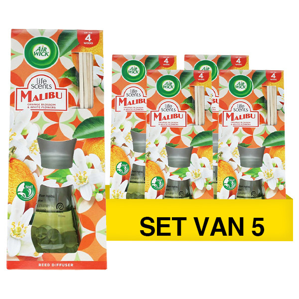 Aanbieding: Air Wick Life Reed Diffuser Malibu (5 verpakkingen à 25 ml) SAI01054 - 1