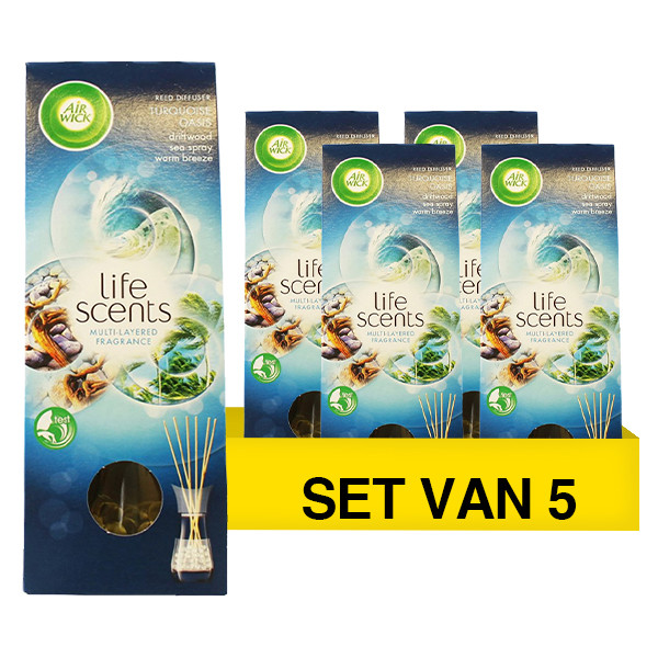Aanbieding: Air Wick Reed Diffuser Turquoise Oasis (5 verpakkingen à 30 ml) SAI01056 - 1
