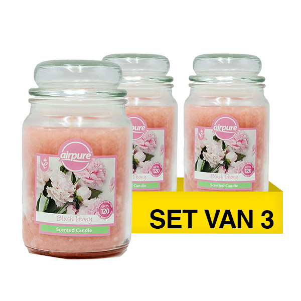 Aanbieding: Airpure Geurkaars Candle Jar Blush Peony (3 stuks à 510 g) SAI01070 - 1