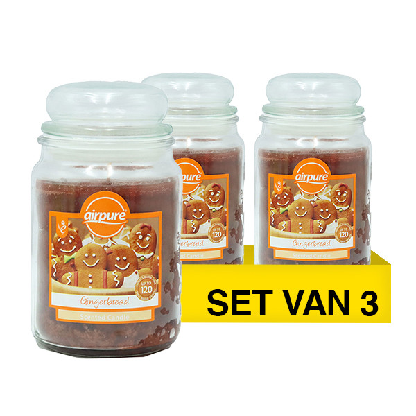 Aanbieding: Airpure Geurkaars Candle Jar Gingerbread (3 stuks à 510 g) SAI01072 - 1