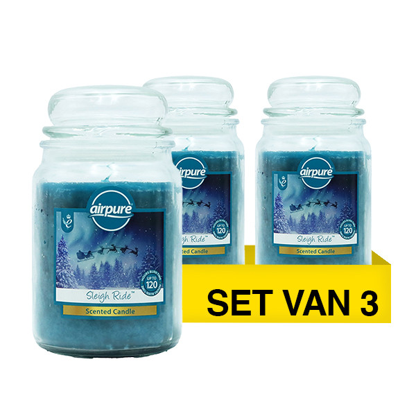 Aanbieding: Airpure Geurkaars Candle Jar Sleigh Ride (3 stuks à 510 g) SAI01080 - 1