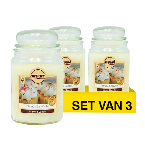 Aanbieding: Airpure Geurkaars Candle Jar Vanilla Cupcake (3 stuks à 510 g) SAI01082 - 1
