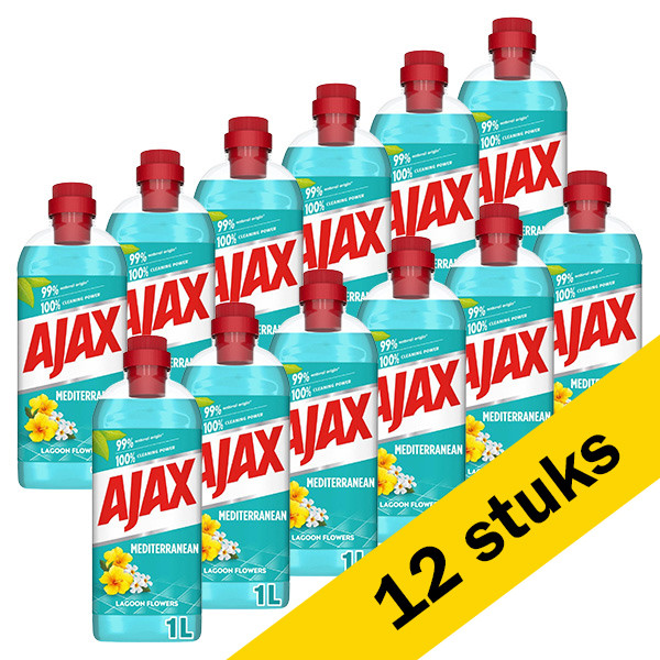 Ajax Aanbieding: Ajax allesreiniger Mediterranean - Lagoon Flowers (12 flessen van 1 liter)  SAJ00059 - 1
