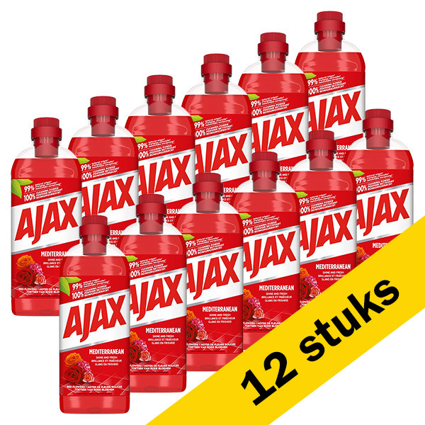 Ajax Aanbieding: Ajax allesreiniger Mediterranean - Rode bloemen (12 flessen van 1 liter)  SAJ00057 - 1