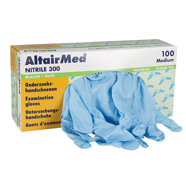 Altairmed Nitril handschoen maat M poedervrij (AltairMed, blauw, 300mm, 100 stuks)  SME00064 - 1