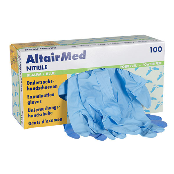 Taalkunde belangrijk zo Nitril handschoen maat S poedervrij (AltairMed, blauw, 100 stuks) Altairmed  123schoon.nl