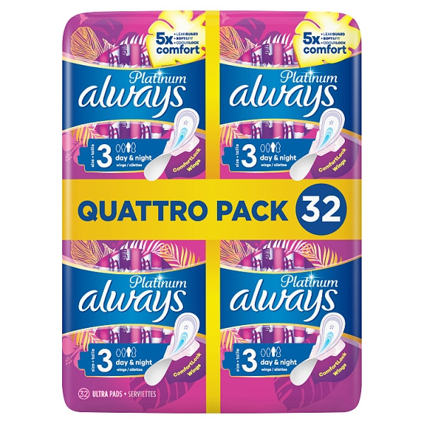 Always Platinum Day & Night Maandverband Maat 3 Quattro Pack (32 stuks)  SAL01126 - 1