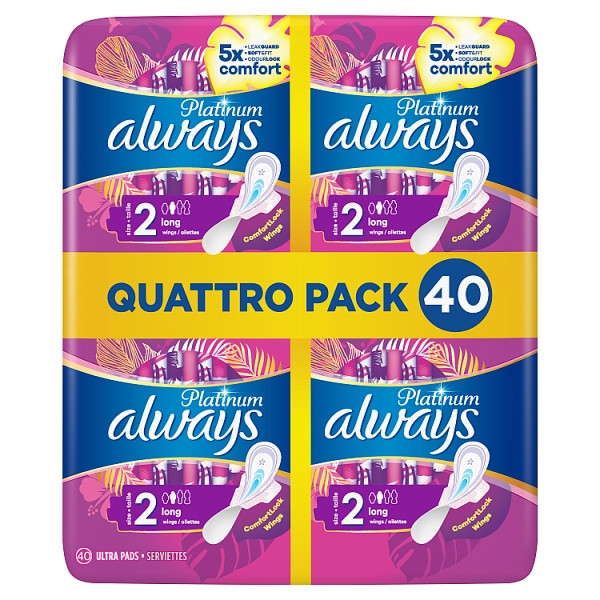 Always Platinum Long Maandverband Maat 2 Quattro Pack (40 stuks)  SAL01124 - 1