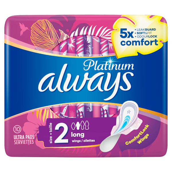 Always Platinum Long Vleugels Maandverband Maat 2 (10 stuks) SAL00158 - 1