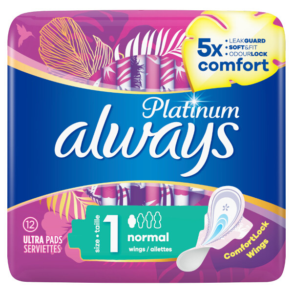Always Platinum Normal Maandverband Vleugels Maat 1 (12 stuks) SAL00161 - 1