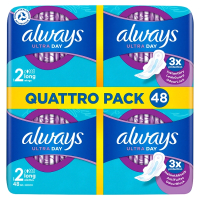 Always Ultra Day Long Maandverband Maat 2 Quattro Pack (48 stuks)  SAL01150